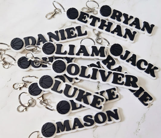 Personalized Basketball Keychain, Custom Name Backpack Tag, Basketball Team Gifts, Sports Bag Tag for Boys, Basketball Senior Night Gift