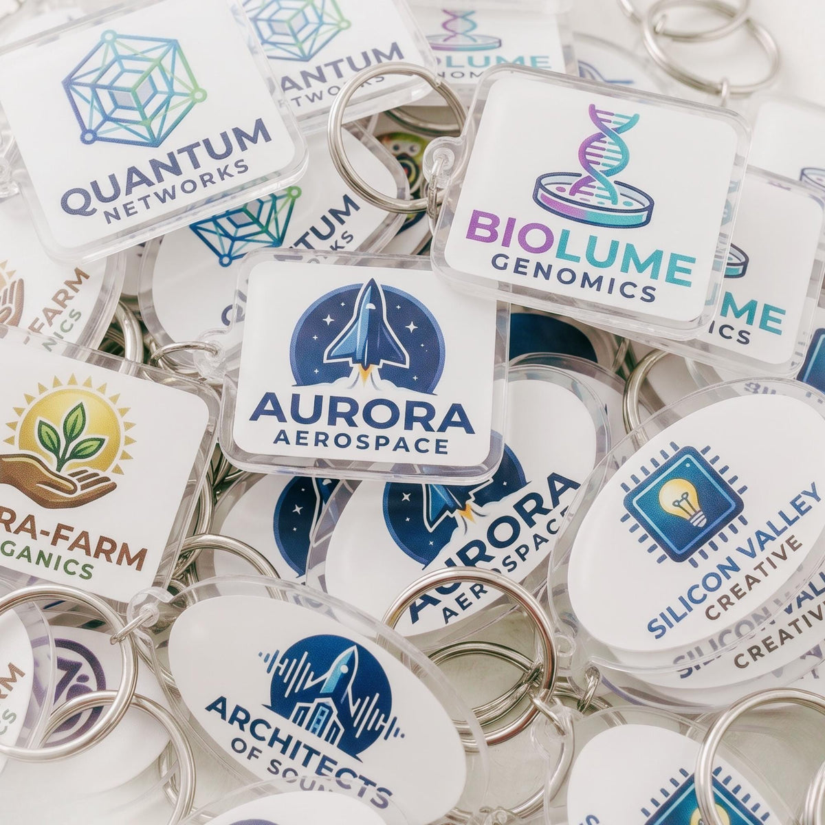 Custom Acrylic Keychain with Logo, Personalized Business Promo Items, Full Color UV Print Keyring