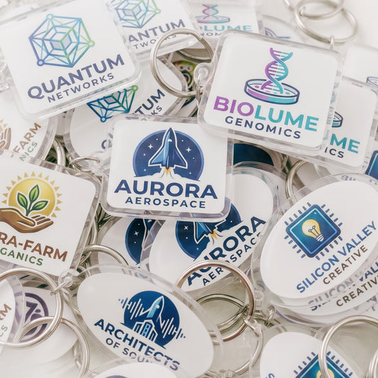 Custom Logo Acrylic Keychains, Promotional Corporate Gifts, Full Color UV Printed Clear Keyrings