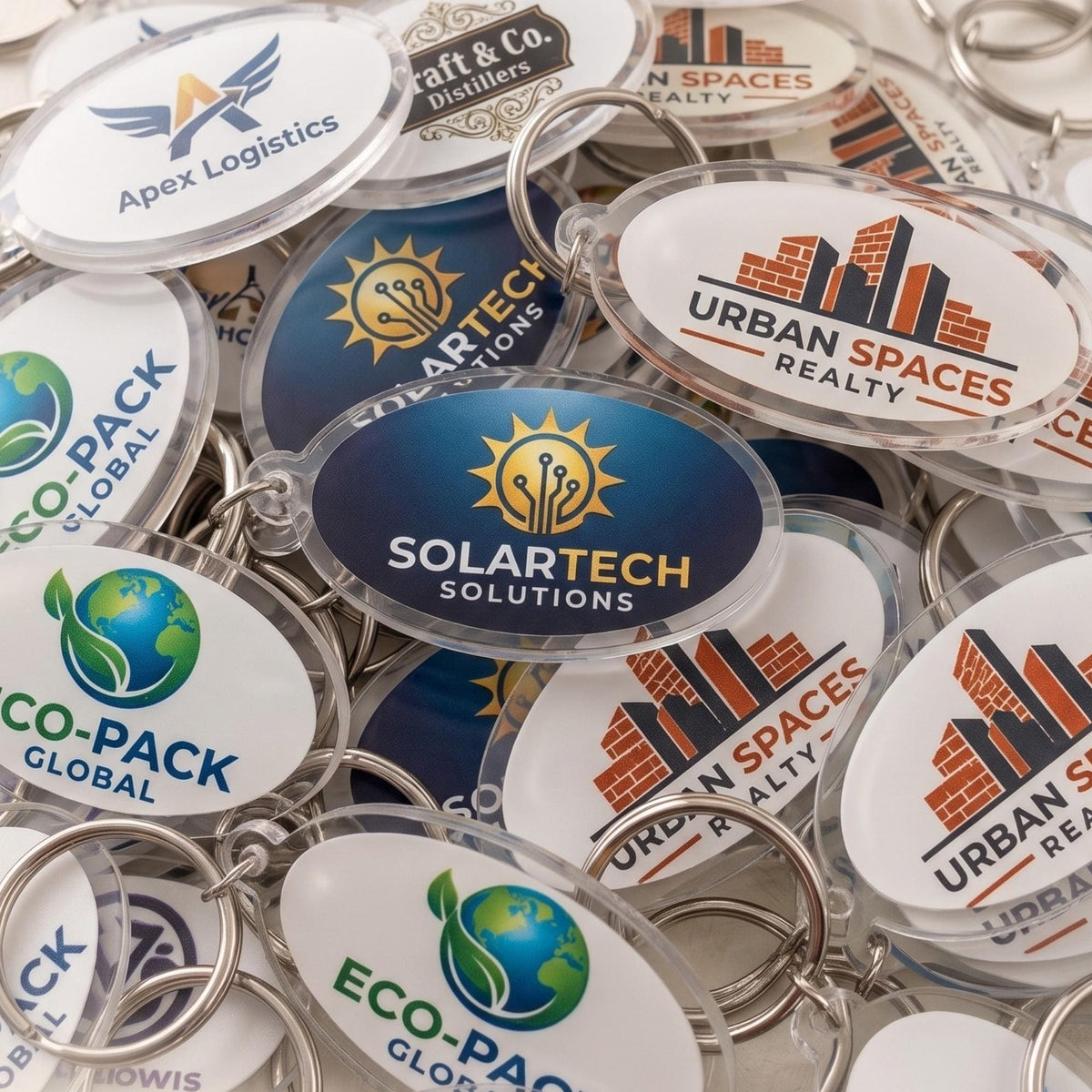 Custom Logo Keychain,  Bulk Clear Acrylic Keychains, Branded Business Merch, Corporate Swag Giveaway