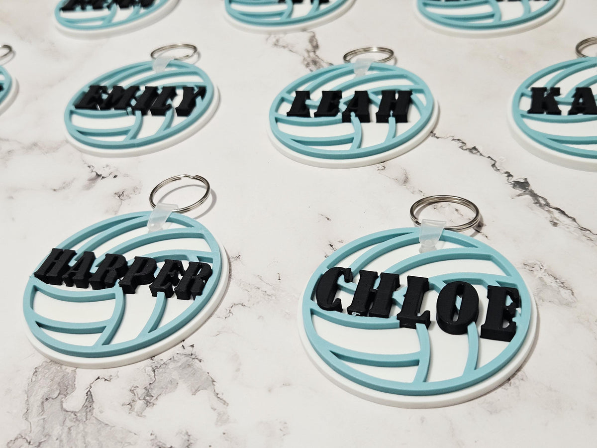 3D Volleyball Name Tag, Personalized Keychain, Custom Bag Charm, Team Gift