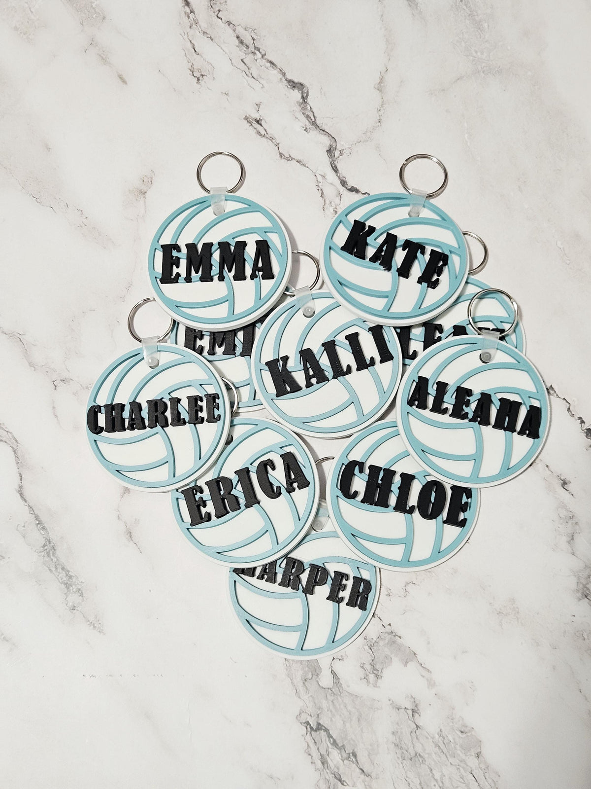 3D Volleyball Name Tag, Personalized Keychain, Custom Bag Charm, Team Gift