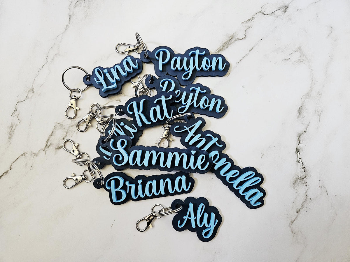 Custom 3D Printed Name Keychain, Backpack Tag