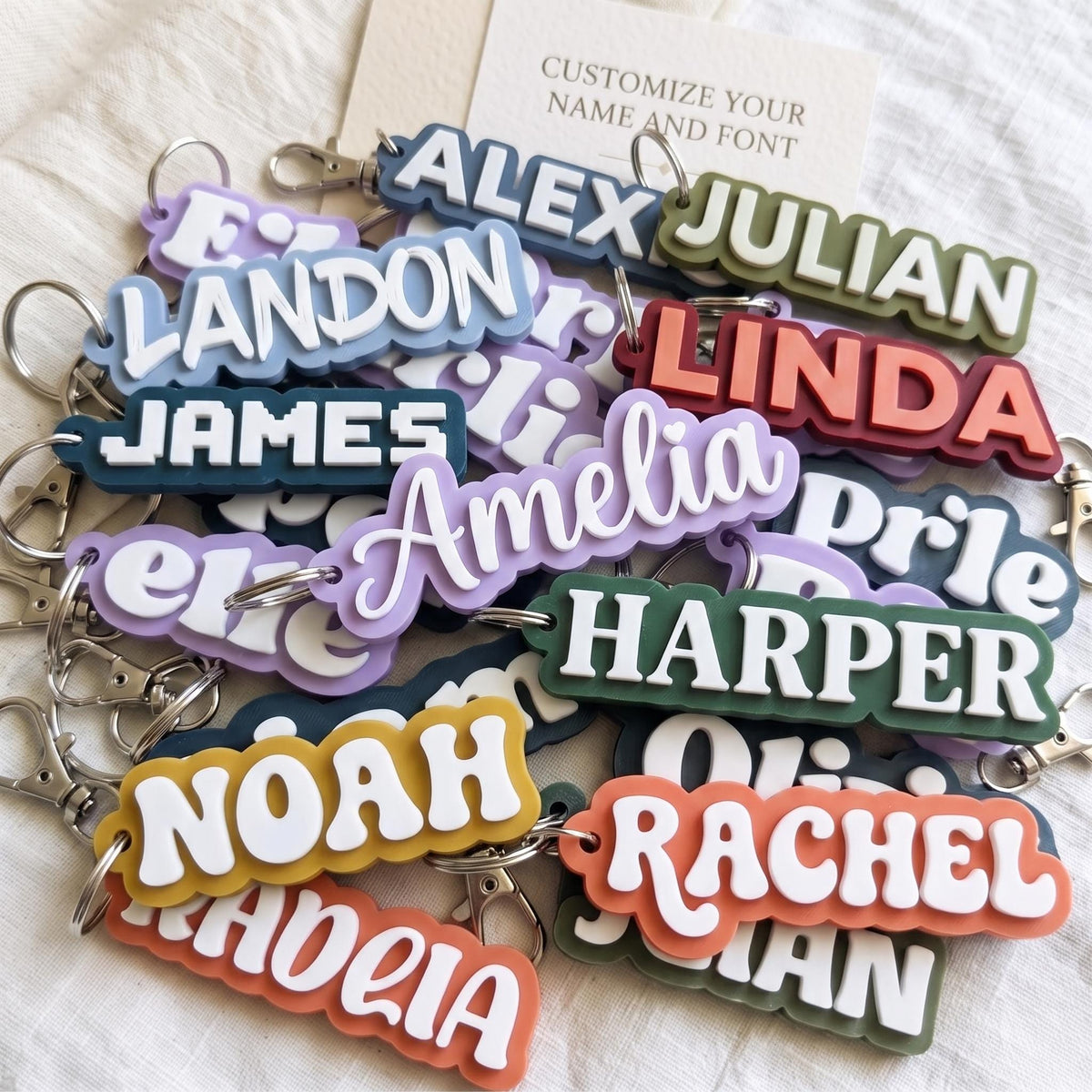 Custom 3D Printed Name Keychain, Backpack Tag
