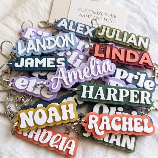 Custom 3D Printed Name Keychain, Backpack Tag