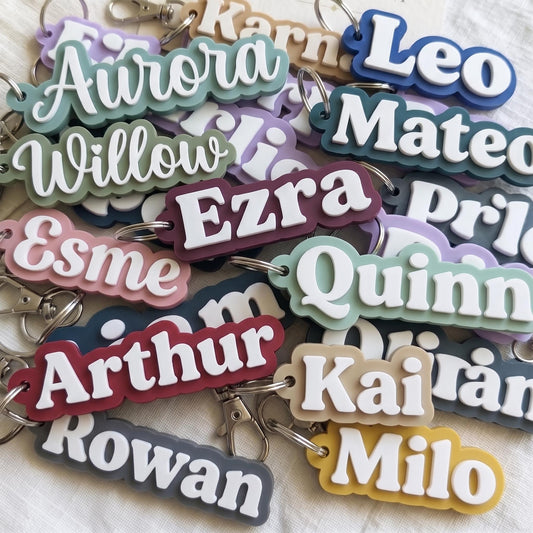 Custom 3D Printed Name Keychain, Backpack Tag