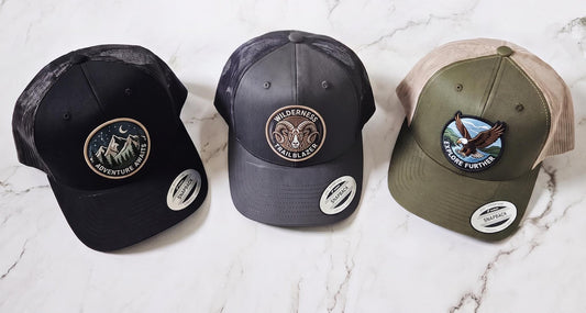 Custom Logo Trucker Hat, Full Color UV Print Leather Patch, Promotional Merch - D
