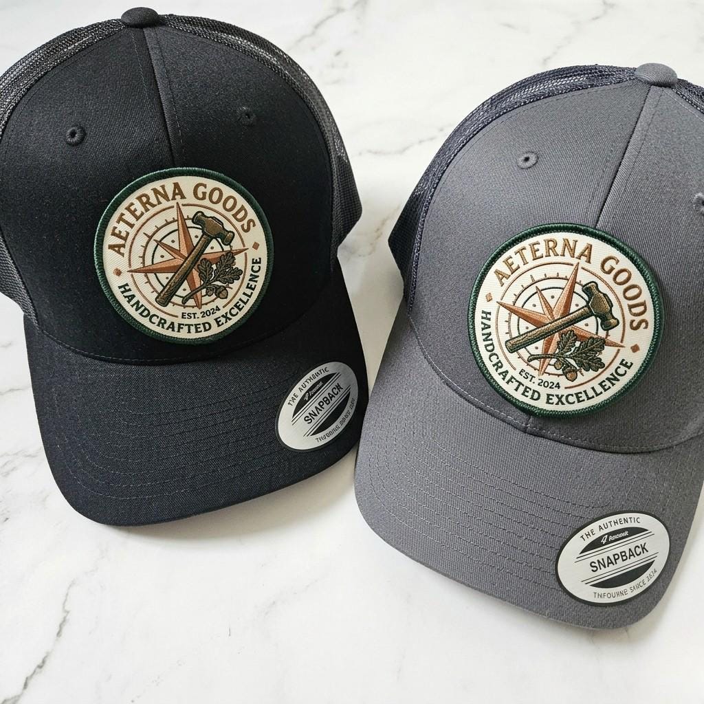 Custom Logo Trucker Hat, Full Color UV Print Leather Patch, Promotional Merch - D