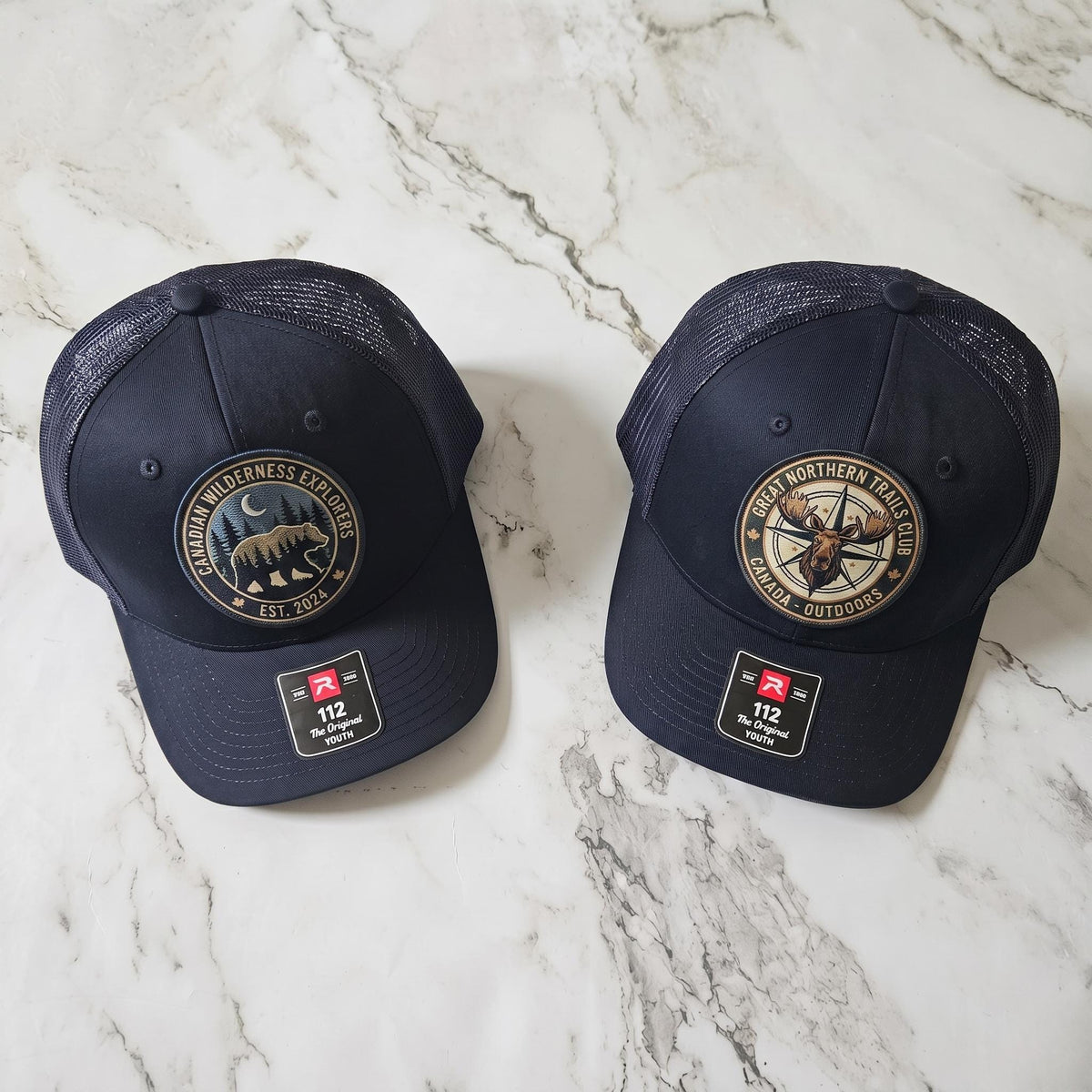 Custom Logo Trucker Hat, Full Color UV Print Leather Patch, Promotional Merch - E