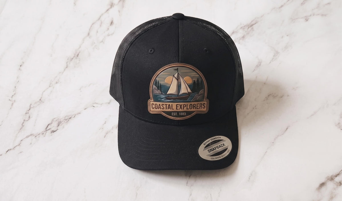 Custom Logo Trucker Hat, Full Color UV Print Leather Patch, Promotional Merch - G
