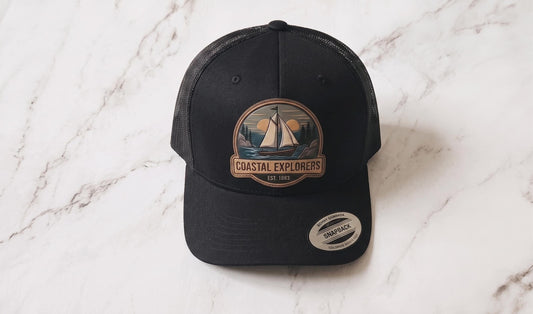 Custom Logo Trucker Hat, Full Color UV Print Leather Patch, Promotional Merch - G