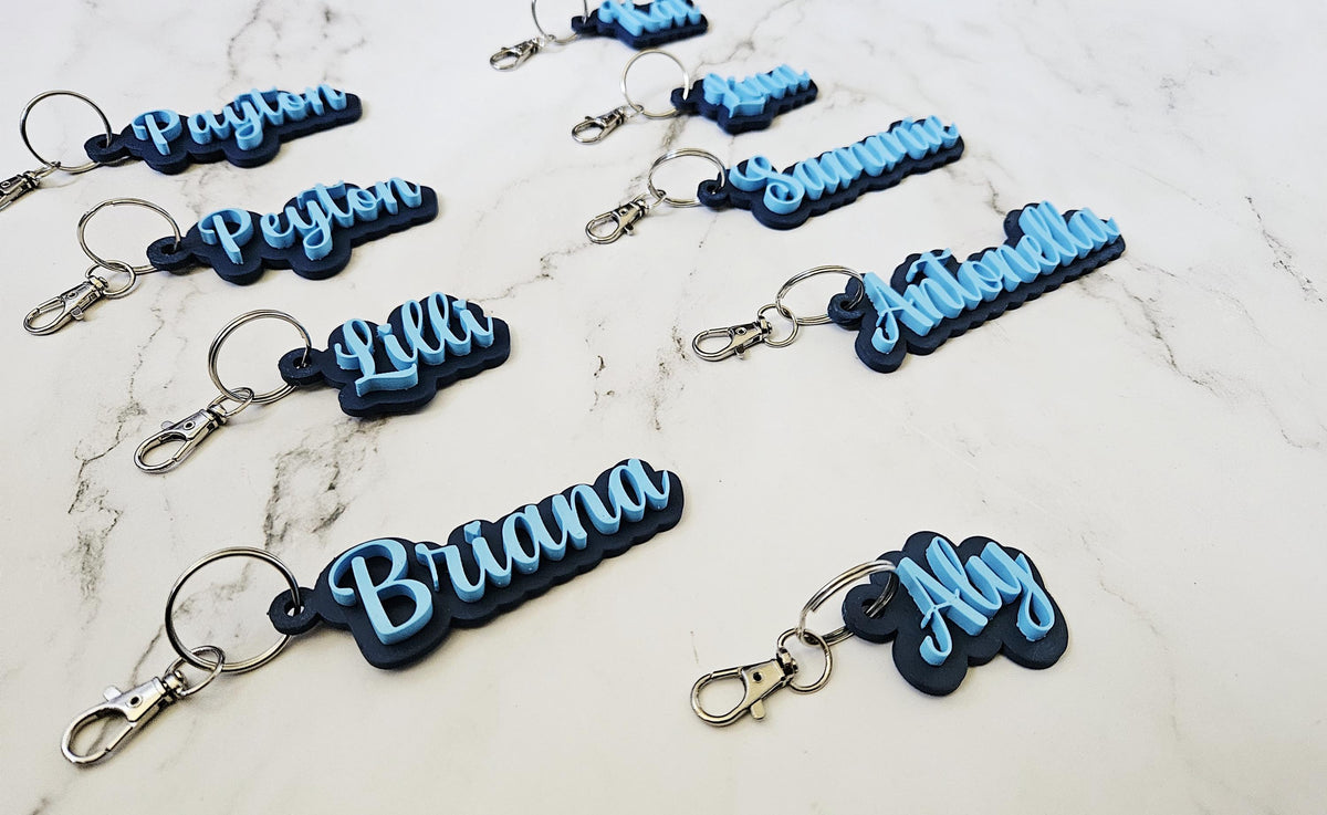 Custom 3D Printed Name Keychain, Backpack Tag