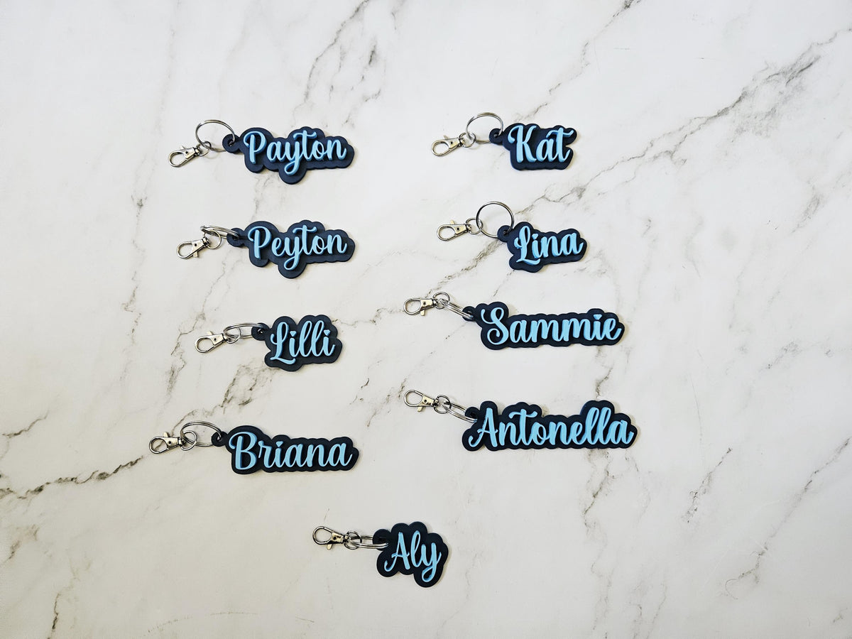 Custom 3D Printed Name Keychain, Backpack Tag