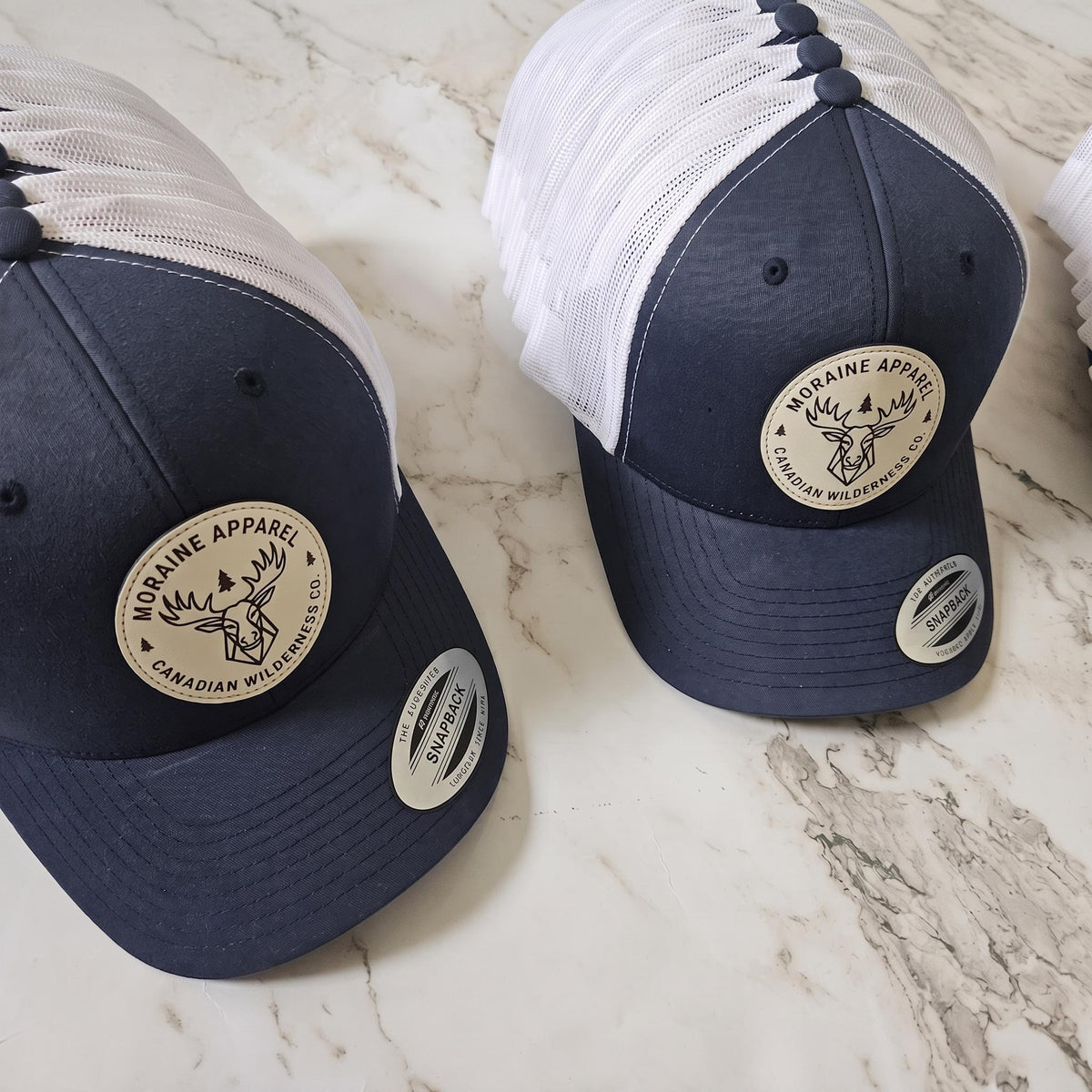 Custom Logo Trucker Hat, Full Color UV Print Leather Patch, Promotional Merch - C
