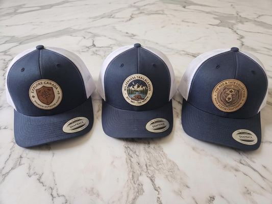 Custom Logo Trucker Hat, Full Color UV Print Leather Patch, Promotional Merch - F
