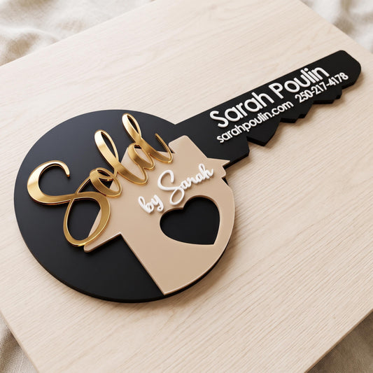 Custom Realtor Key Sign – 3D Acrylic Closing Day Photo Prop (Personalized)