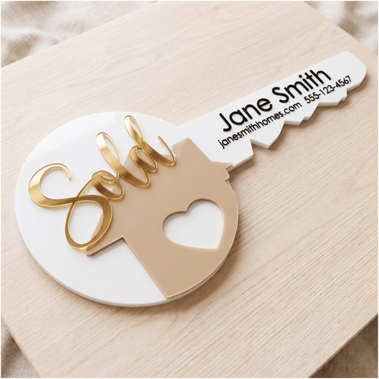 Custom Realtor Key Sign – 3D Acrylic Closing Day Photo Prop (Personalized)