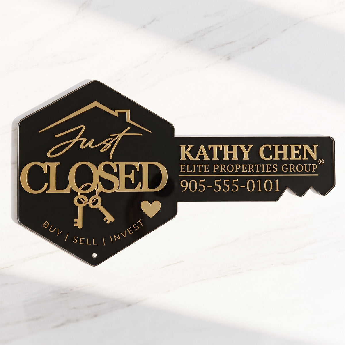 Custom 3D Acrylic Realtor Key Sign, Personalized Real Estate Closing Day Prop (14-20" Wide)